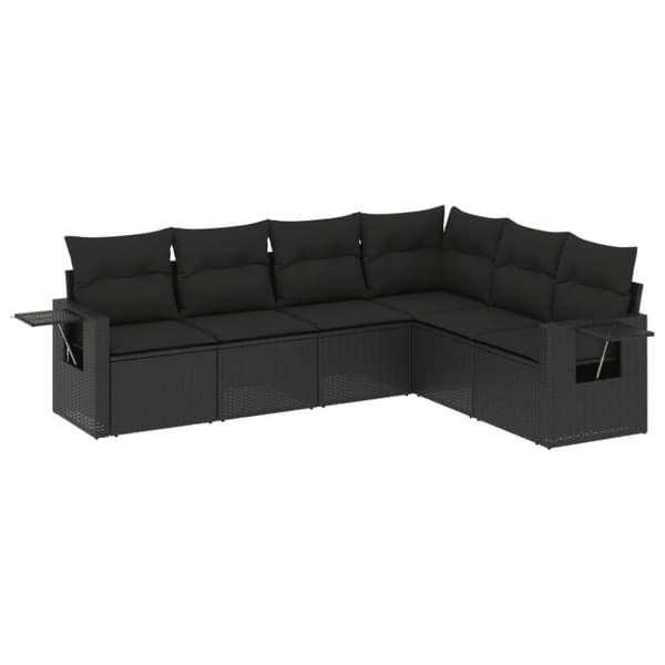 Loungegrupp med dynor 6 delar svart konstrotting