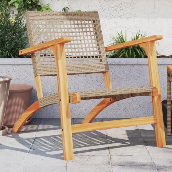 Trädgårdsstolar 2 st beige konstrotting akaciaträ