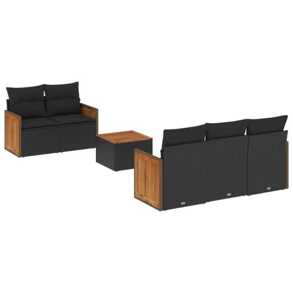 Loungegrupp med dynor 6 delar svart konstrotting