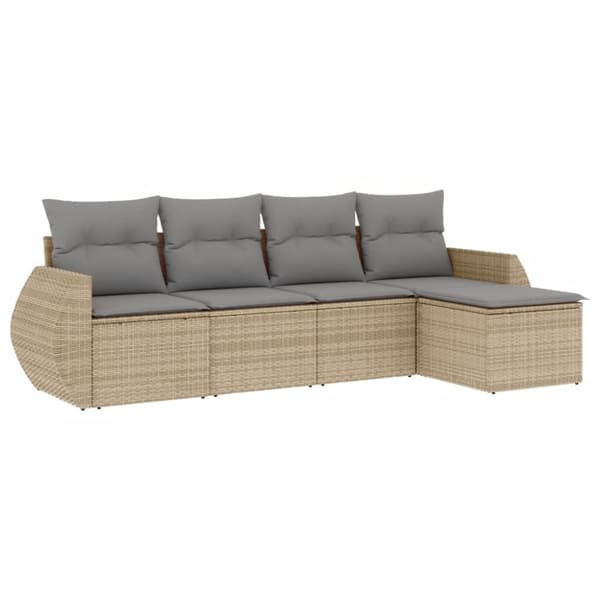 Soffgrupp för trädgården med dynor 5 delar beige konstrotting