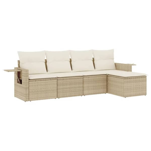 Soffgrupp för trädgården med dynor 5 delar beige konstrotting