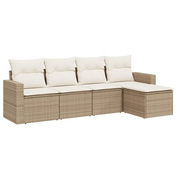 Soffgrupp för trädgården med dynor 5 delar beige konstrotting