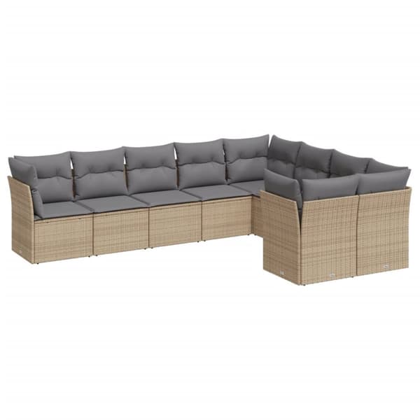 Soffgrupp för trädgården med dynor 9 delar beige konstrotting