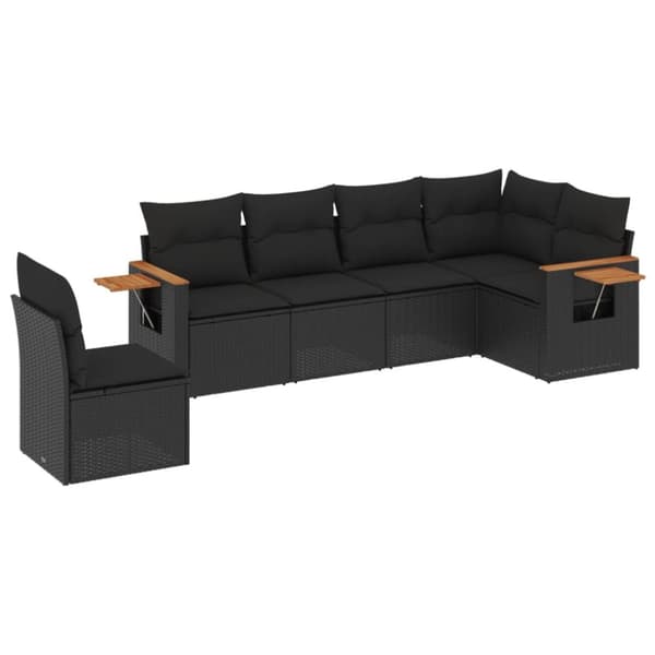 Loungegrupp med dynor 6 delar svart konstrotting