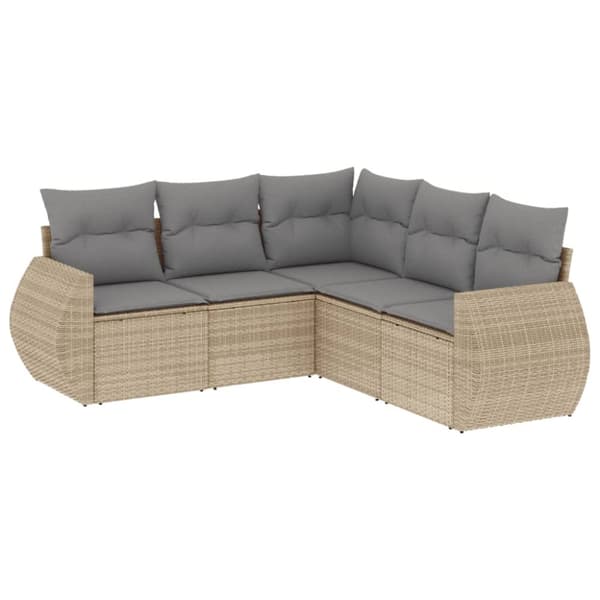Soffgrupp för trädgården med dynor 5 delar beige konstrotting