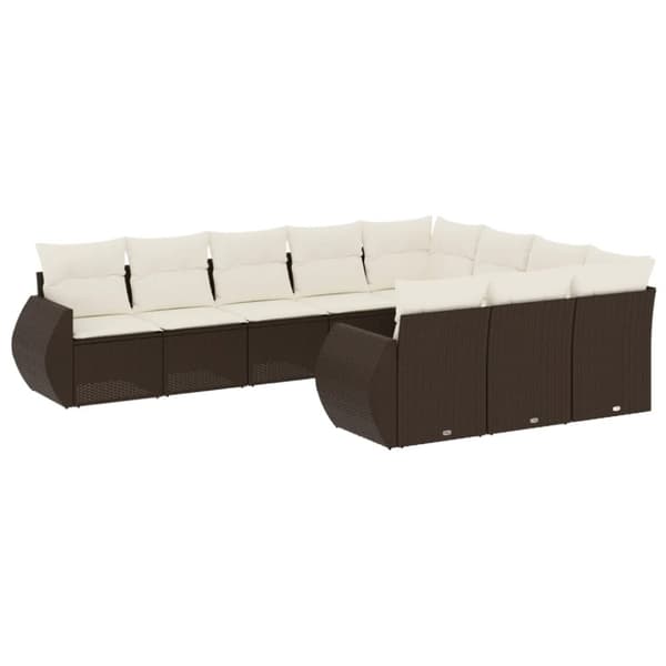 Loungegrupp 10 delar med brun dynor konstrotting