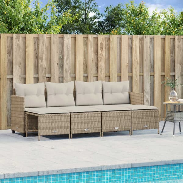 Soffgrupp för trädgården med dynor 5 delar beige konstrotting