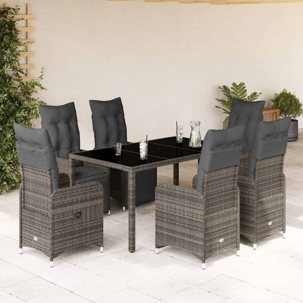 Caféset med dynor 7 delar konstrotting grå