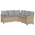 Miniatyrbild 2 av 2: L-formad soffsoffa med kuddar beige konstrotting