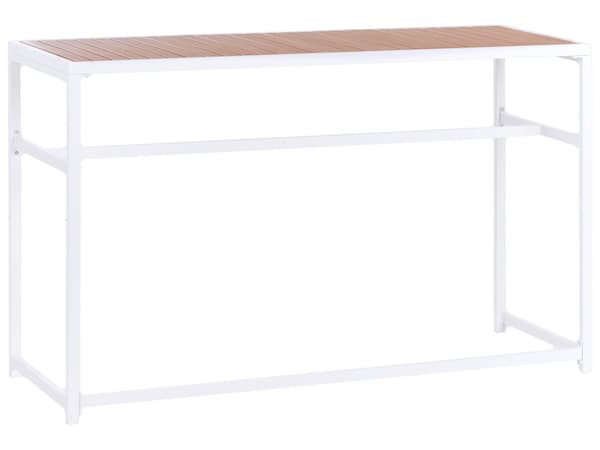 Hagespisesett 3 deler Brunt Polytre Hvitt Stål Rektangulært Bord 2 Krakker Innendørs Utendørs Moderne Design