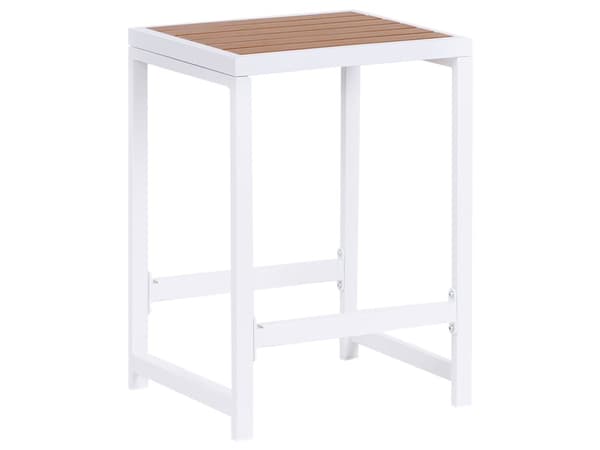 Hagespisesett 3 deler Brunt Polytre Hvitt Stål Rektangulært Bord 2 Krakker Innendørs Utendørs Moderne Design