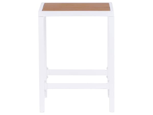 Hagespisesett 3 deler Brunt Polytre Hvitt Stål Rektangulært Bord 2 Krakker Innendørs Utendørs Moderne Design