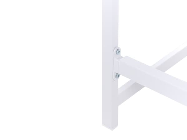 Hagespisesett 3 deler Brunt Polytre Hvitt Stål Rektangulært Bord 2 Krakker Innendørs Utendørs Moderne Design
