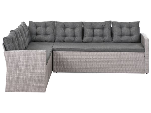 Hagesofa Grå Kunstrotting PE-rotting med Puter Sofa Benk Flettet Utendørs Møbler