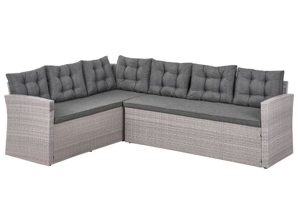 Hagesofa Grå Kunstrotting PE-rotting med Puter Sofa Benk Flettet Utendørs Møbler
