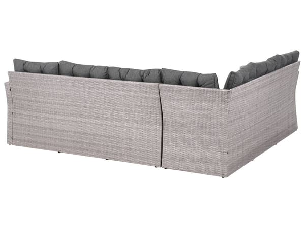 Hagesofa Grå Kunstrotting PE-rotting med Puter Sofa Benk Flettet Utendørs Møbler