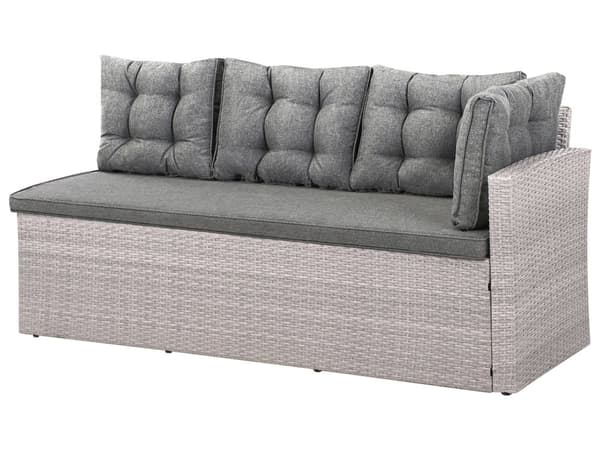Hagesofa Grå Kunstrotting PE-rotting med Puter Sofa Benk Flettet Utendørs Møbler