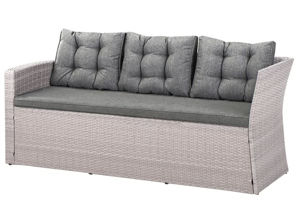 Hagesofa Grå Kunstrotting PE-rotting med Puter Sofa Benk Flettet Utendørs Møbler