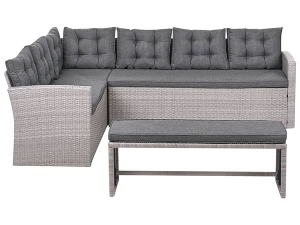 Hagesofa Grå Kunstrotting PE-rotting med Puter Sofa Benk Flettet Utendørs Møbler