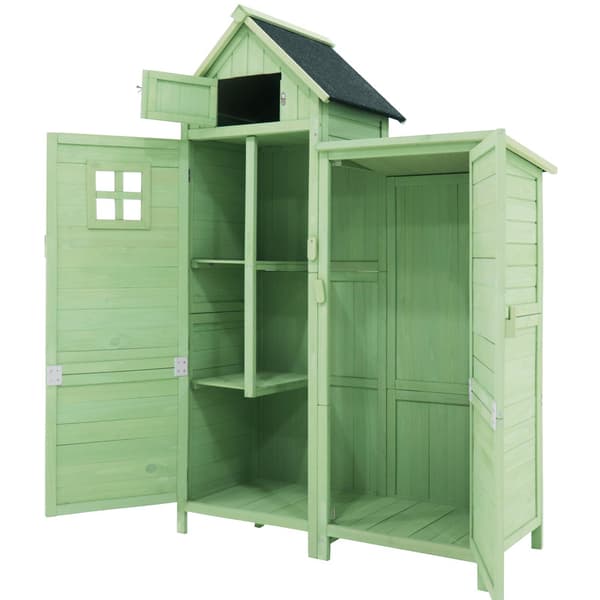 Grön Utomhus Trädgårdsskjul, Trädgårdsskåp, Trädgårdsrengöringsrum, Väderbeständig, PVC-tak, För Trädgård & Utomhusrengöring
