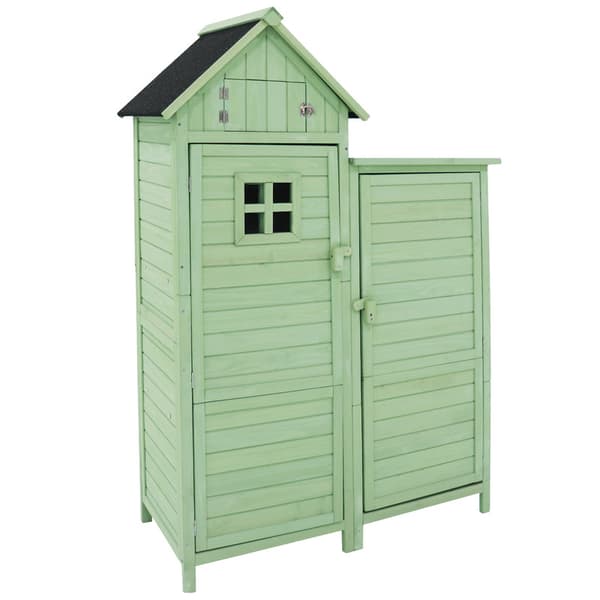 Grön Utomhus Trädgårdsskjul, Trädgårdsskåp, Trädgårdsrengöringsrum, Väderbeständig, PVC-tak, För Trädgård & Utomhusrengöring