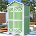 Miniatyrbillede 3 af 6: Grøn Udendørs Træ Haveskur, Have Værktøjsrum, Terrasse, Falmningssikker, Vejrbestandig, Vedligeholdelsesfri