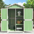 Miniatyrbillede 1 af 6: Grøn Udendørs Træ Haveskur, Have Værktøjsrum, Terrasse, Falmningssikker, Vejrbestandig, Vedligeholdelsesfri