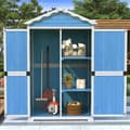 Miniatyrbillede 2 af 6: Blå Udendørs Træ Haveskur, Haveredskabsrum, Terrasse, Falmebestandig, Vejrbestandig, Vedligeholdelsesfri