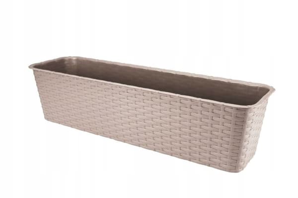Beige rattan balkonkasse 60 cm