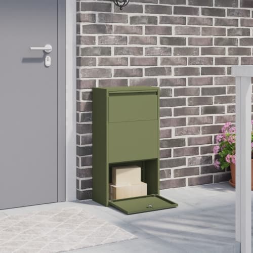 Paketnedkastning Olivgrön 44x22x82 cm Stål