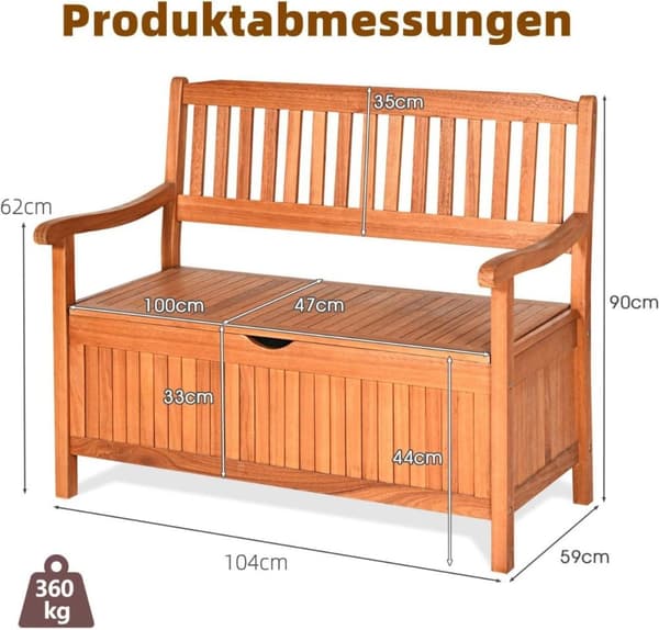 Trädgårdsbänk, 107x59x90 cm, Natur