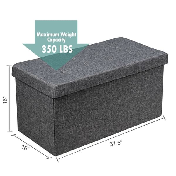 Taitettava säilytyslaatikko, 31,5x16x16 tuumaa, tummanharmaa