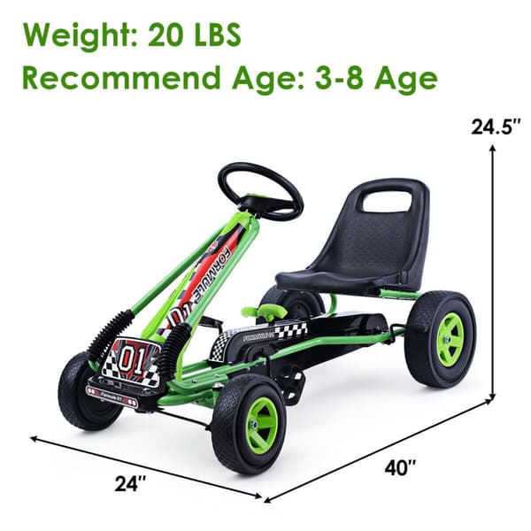 Pedaldrevet Cykel Gokart, 105x59x62 cm, Grøn