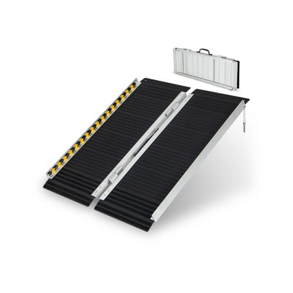 Rullstolsramp, Portabel aluminiumramp för rullstol med övergångsplatta-3FT, Silver Svart