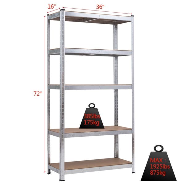 Stål Opbevaringshylde, 35,5x15,76x71 tommer, Sølv