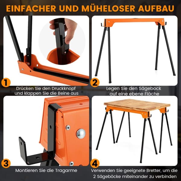 Såghästar, 92x48x74 cm, Orange