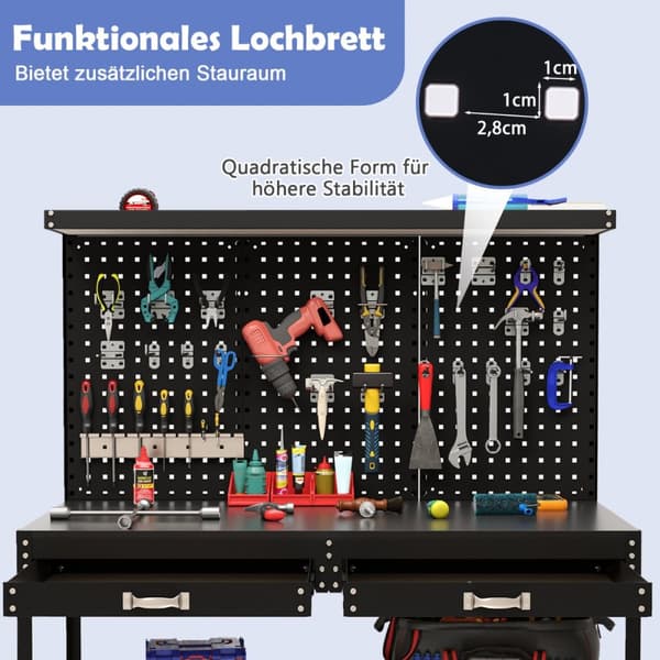 Arbejdsbord, 121x61 cm, Sort
