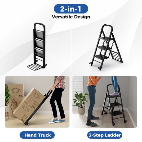 Handtruck och Stege Kombination, 32x17x45 tum, Svart
