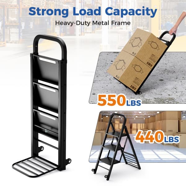 Handtruck och Stege Kombination, 32x17x45 tum, Svart