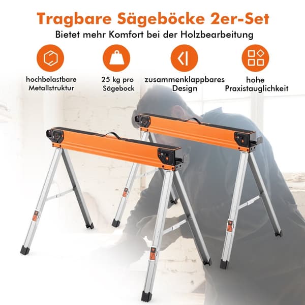 Såghästar, 106x59x76 cm, Orange Svart