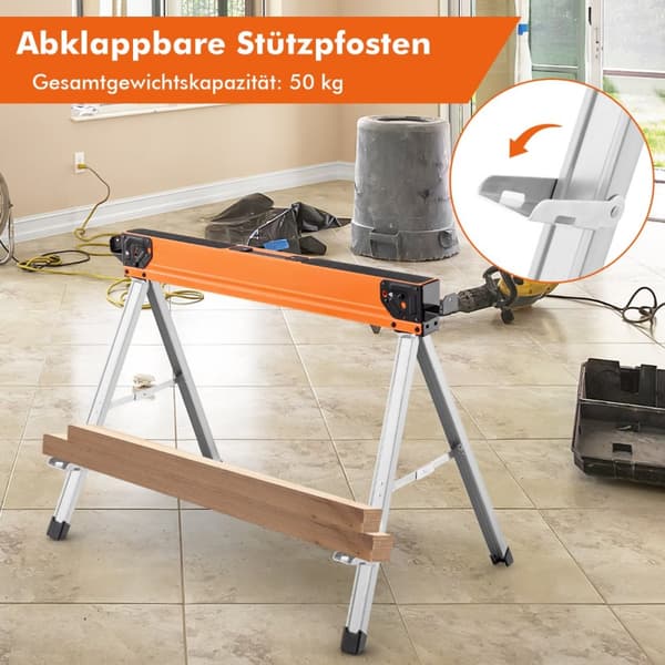 Såghästar, 106x59x76 cm, Orange Svart