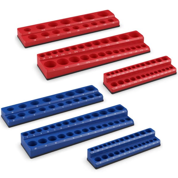 Sockelorganisatörset, 9.26x2.13x1.38 tum, röd och blå