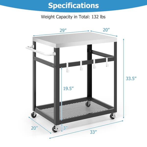 Grillvogn, 33x20x33,5 tommer, Sort