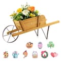 Miniatyrbillede 6 af 8: Trævogn Planter, 27,5x10,5x11,5 tommer, Valnød/Rød