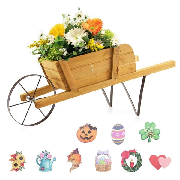 Trævogn Planter, 27,5x10,5x11,5 tommer, Valnød/Rød