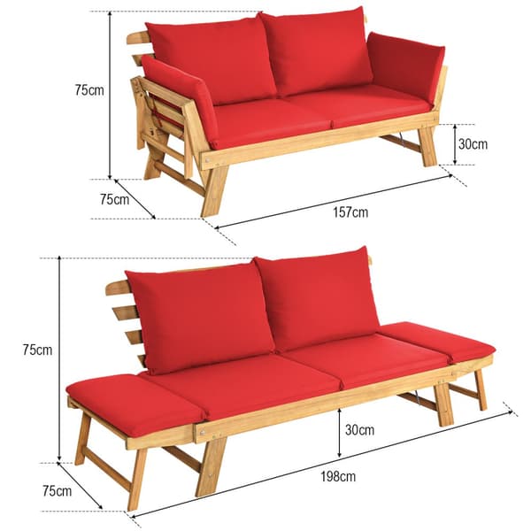Bäddsoffa, 198x75x75 cm, Röd