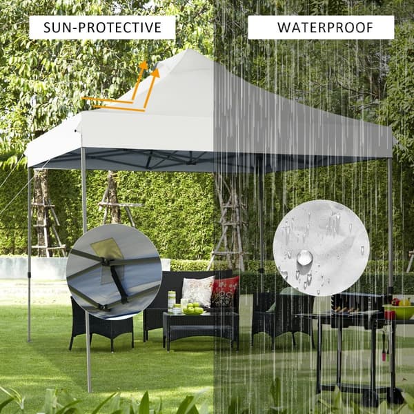 Pop Up Canopy Event Party Tent, 10' x 10' x 10'-10.5'-11', Hvid