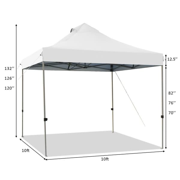 Pop Up Canopy Event Party Tent, 10' x 10' x 10'-10.5'-11', Hvid