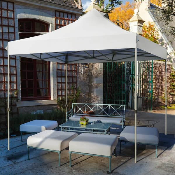 Pop Up Canopy Event Party Tent, 10' x 10' x 10'-10.5'-11', Hvid