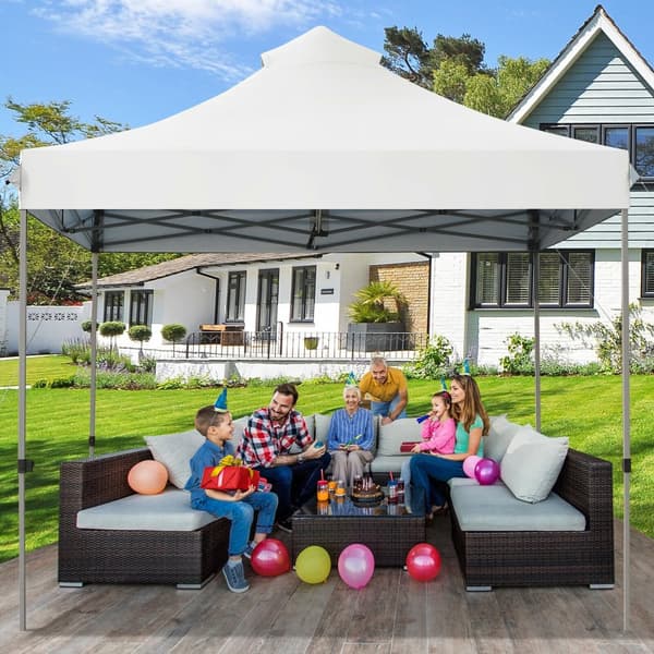 Pop Up Canopy Event Party Tent, 10' x 10' x 10'-10.5'-11', Hvid